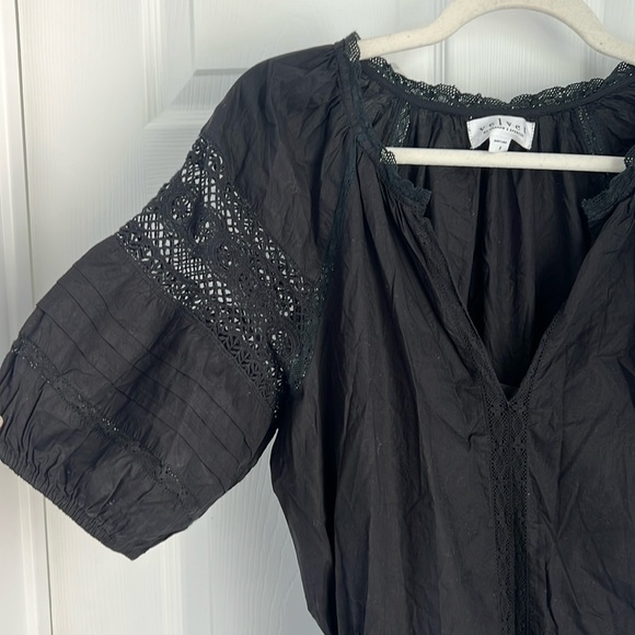 Velvet by Graham & Spencer Andy Short Sleeved Cotton Midi Dress Black S $239 - Picture 5 of 11